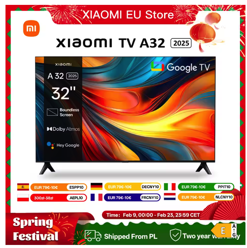 Smart TV Xiaomi 32 cale HD z systemem Google TV i metalową ramką
