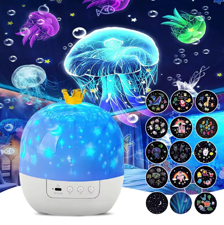 Projektor gwiazd Korona Fantasy 15w1, obrotowa lampka nocna LED do sypialni dziecięcej z zasilaniem USB